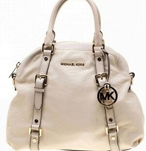 Michael Kors Beige Python Embossed Leather Bedford Satchel